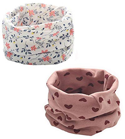 ENSTAB 2 Stück Loop Kinder Baumwolle Herbst Winter Schal Baby Loop Hals Wärmer Mädchen und Junge (Mädchen A-2)