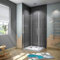 AICA cabine de douche 100x80x185cm en verre anticalcaire 2 portes de douche pilante et pivotante