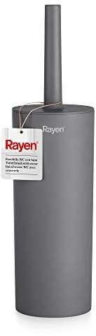 Rayen Spazzolino WC con Coperchio | Pulizia efficiente | Ultra Morbido | 37x9,2cm, Grigio, 37 x 9.2 cm