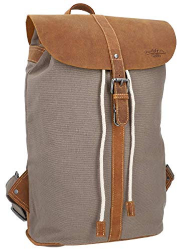 Gusti Rucksack Leder - Paula L groß Cityrucksack Collegerucksack Unirucksack Daypack Schultasche Laptoptasche Laptoprucksack Lederrucksack Grau & Leder