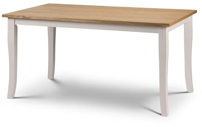 Julian Bowen Davenport Dining Table for 6, Grey/Oak - H75 x W150 x D90cm | Traditional Kitchen Table for Dining Room, 150cm Width, Seats up to 6 People