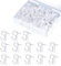 SAVITA 50pcs Push Pin Hooks, Bulletin Board Hooks Clear Hanger Nails Round Headed Pins Tacks Home School Office Supplies for Wall Board Picture Photo Calendar Map