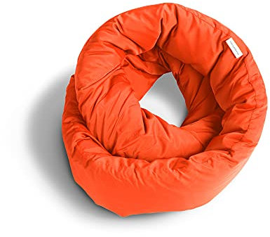 Huzi Design Infinity Pillow - Reisekissen Nackenkissen Ideal für Reise Büro Entwurf Weiches Nackenstützkissen (Sunset Orange)