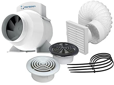 Monsoon 100mm white UMD timer IPX4 shower extractor fan kit