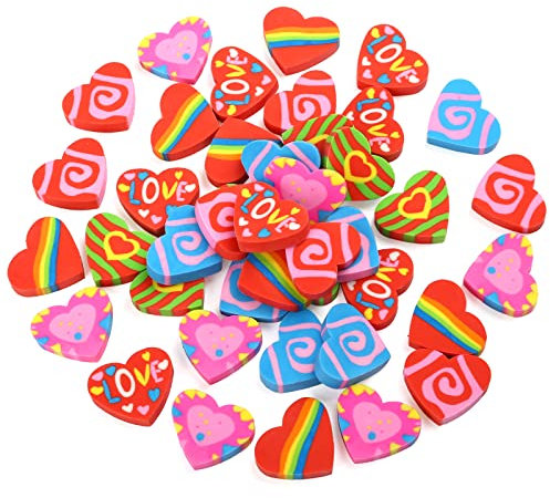 Kesote 42x Radiergummi Herz Geschenk Valentinstag Mitgebsel Spielzeug Einschulung Schulanfang, Motive Zufällig