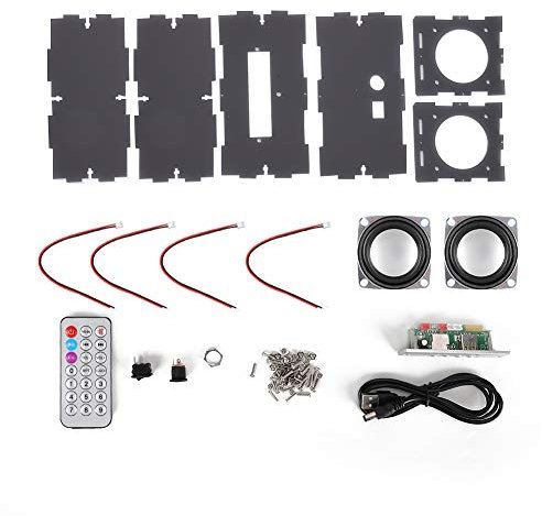 Jenngaoo Bluetooth Lautsprecher Bausatz, 3 W Mini MP3 Musik Stereo Power Wireless Verstärker Lautsprecher mit Fernbedienung für Kinder, Jugendliche und Erwachsene(Grau)