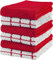 Utopia Towels Toallas de Cocina, 38 x 64 cm, 100% algodón Hilado en Anillo, Toallas de Plato súper Suaves y absorbentes, Toallas de té y Toallas de Barra, (Paquete de 06) (Rojo y Blanco)
