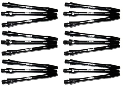 THOR-DARTS ®™ Aluminiumschäfte 47mm medium Dart Alu Shafts 6 Set = 18 Stück schwarz