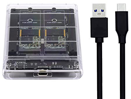 NFHK Dual NGFF B+M-Key M.2 SSD Karte JOBD Raid0 Span Bridge zu USB3.0 Typ-C USB-C 2.5Zoll SATA Combo-Gehäuse