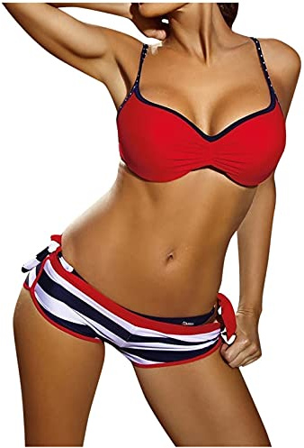 Bikini-Sets Für Damen Große Brüste Triangel 3-Teilig Badeanzug Damen Sport Große Größe Damen Sexy Bikini Set Three Pieces Sling Bademode Tankini Damen Bauchweg Stylische Badeanzüge Damen