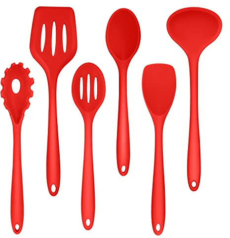 Herogo Kitchen Utensils Set, 6 Pieces Silicone Cooking Utensils Set, Baking Cooking Tools Spoon Turner for Non-Stick Cookware, Non Scratch & Heat Resistant, Dishwasher Safe (Red)