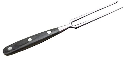 LATRAT 1 tenedor de carne de acero inoxidable con mango de madera, tenedor de trinchar, utensilios de cocina (negro)