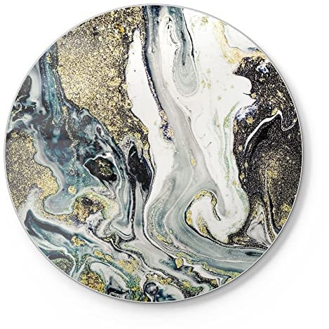 DEQORI Schneidebrett aus Glas | rund Ø30 cm | Motiv Flüssiger Marmoreffekt | Design Schneideplatte für Küche | Frühstücksbrett antibakteriell & rutschfest | Glasplatte & Servierplatte