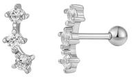 XENOX® Piercing Ohrringe - Piercing aus hochwertigem 925/- Sterlingsilber mit drei Zirkonia-Steinen | XS91461