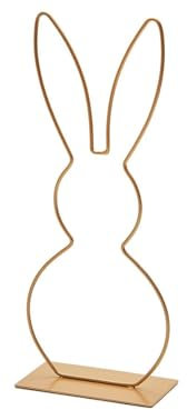 NaDeco Metallring Hase mit Fuß, in vielen Farben und Größen wählbar | Hasen Deko | Tischdeko Ostern | Dekoring | Osterdeko | Bastelring | Frühlings-Dekoration, Farbe:Gold, Größe:Hasenohr 29cm
