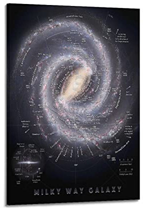 Rudd Milky Way Galaxy Map HD Poster Dekorative Gemälde Leinwand Wandposter und Kunstbild Druck Moderne Familie Schlafzimmer Dekor Poster 60 x 90 cm Rahmenstil