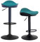 Kidol & Shellder Taburetes Altos de Cocina Sillas de Comedor Juego de 2 Negro Verde Forro Polar Teddy Cojín de Asiento con Respaldo Giratorio 360° Ajustable en Altura de PU y Metal Hogar Bistro