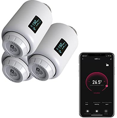 Qiumi Smart Wifi Thermostat-Heizkörperventile, WiFi, Direkt-Programmierbarer Controller mit Googlehome Sprachsteuerung
