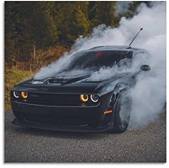 ZONDER Sportwagen-Poster für Dodge Challenger SRT Hellcat Racing CarPoster, dekoratives Gemälde, Leinwand, Wand- und Kunstbild, modernes Familien-Schlafzimmer, Dekoration, 40 x 40 cm