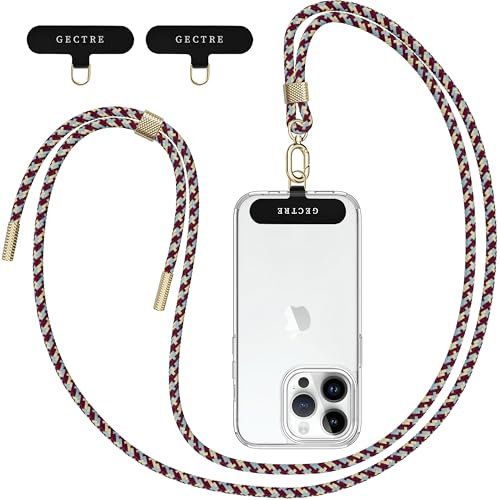 Gectre Handykette Universal, Geeignet für alle Smartphones, mit 2 Stück Universelles Patch, Handyband passend für alle Standard Handyhülle (Rot Camouflage)