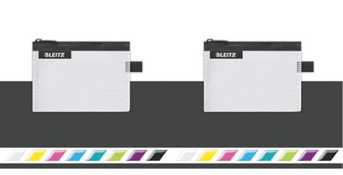 Leitz WOW Reise Zip-Beutel, durchsichtig, Ideal zur Organisation auf Reisen, Wasserabweisend, Klein, 14 x 10,5 cm, Schwarz, 40240095 (Packung mit 2)