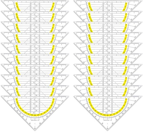 20 Stück 15cm Geodreieck: Geometrie Dreieck Geodreieck Flexibel Bruchsicher Transparent Geodreieck Zeichendreieck Winkelmesser 2 Funktionen, für Büro, Designer, Studenten, Malerei (B)