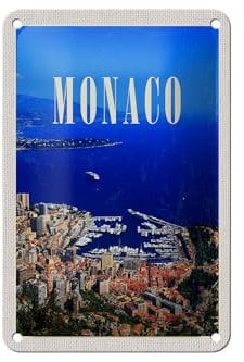 FEMER Blechschild Reise 12x18cm Monaco Frankreich Europa Trip Dekoration