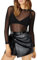 GoPaw Women Long Sleeves Sheer Mesh Tops (UK, Alpha, M, Regular, Regular, Black)