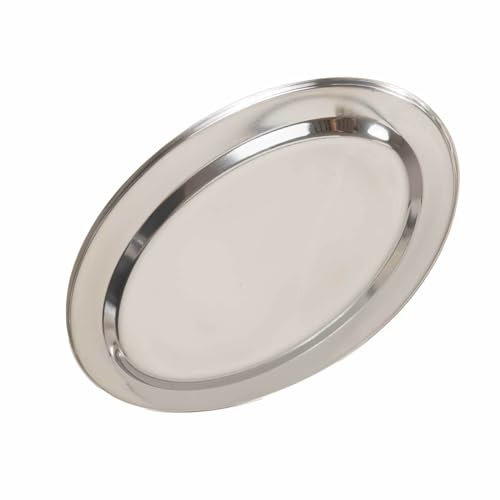 SIDCO Servierplatte Edelstahl Servierteller Serviertablett Platzteller Tablett oval 30cm