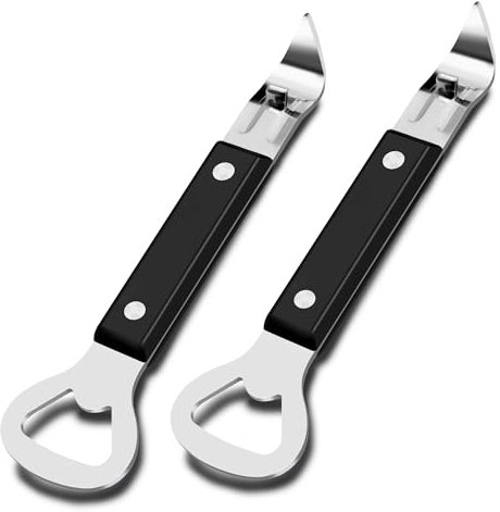 QIENL Lot de 2 décapsuleurs, ouvre-canettes de bière, ouvre-boîtes manuel, décapsuleur de bouteille, ouvre-bouteille, barman, ouvre-canettes de soda, décapsuleur en acier inoxydable