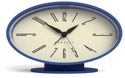 NEWGATE® Ronnie wecker | Ovales Retro Design | Blaue weiche gummierte oberfläche | Ideal für nachttisch, Schreibtisch oder Regal | Modernes Retro Accessoire für Schlafzimmer