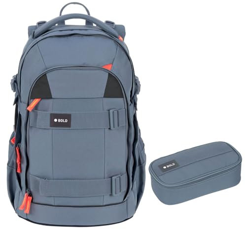 Lässig Bold Origin Schulrucksack-Set 2tlg mit Schlamperbox (Blue)