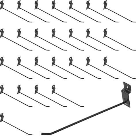 Sourcing Map Lot de 100 crochets muraux en métal de 20,3 cm pour panneau perforé pour commerce, vente au détail, exposition, garage, magasin, supermarché (noir)
