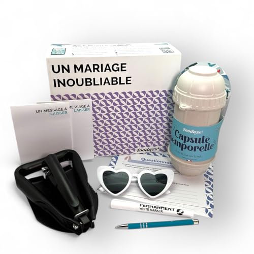 toodays.me Kit Capsule temporelle spécial Mariage – Activité Unique et Originale pour Conserver Les Souvenirs d'un Mariage – Idée Cadeau Mariage/témoins – Fabrication française