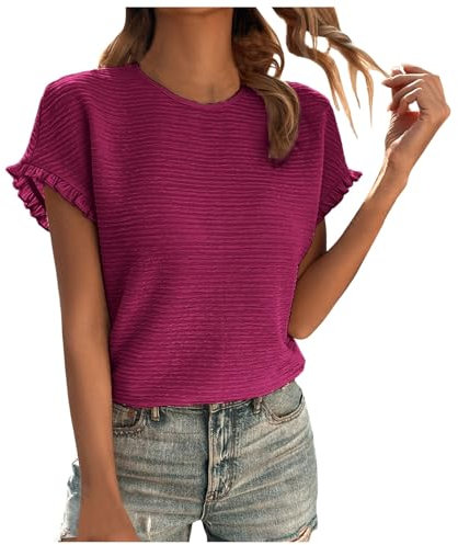 Generico Camicia Donna Elegante Rosa Antico T-Shirt Donna Bianca con Fiori Top di Seta Panna Camicia Donna Estiva Viscosa Camicia Rossa Elegante Donna Camice Donna Lavoro Nero