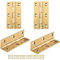 Lot de 4 charnières en laiton massif, charnières de porte en laiton haut de gamme, charnières pliantes avec vis de fixation, doré, 6,3 cm