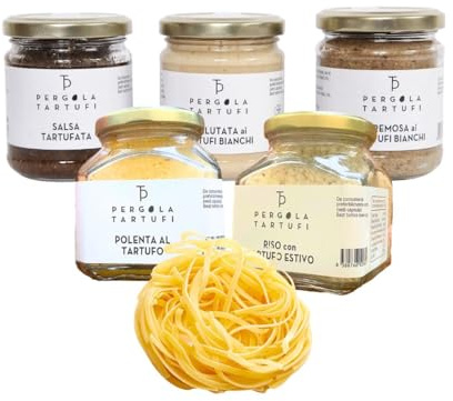 Set Prodotti al Tartufo Pergola Tartufi | Salsa Tartufata, Vellutata, Cremosa, Riso, Polenta e Nidi al Tartufo - per Amanti del Tartufo