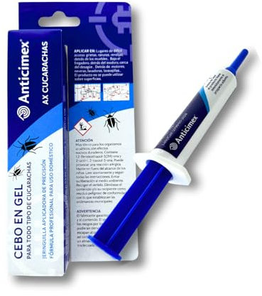 ANTICMEX Gel Cucarachas 10 g | Jeringa de Alta Eficacia para Eliminar Colonias | Apto para Todo Tipo | Uso Profesional | Trampa Mata Cucarachas