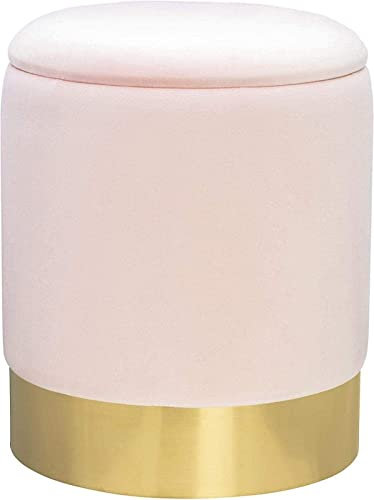 Poggiapiedi Sgabello Poggiapiedi con finiture dorate in velluto, Pouf con scomparto nascosto Altezza 385 cm, Sedia per decorazioni per la casa rosa cipria