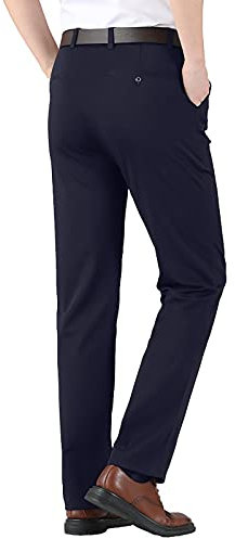 Pantalon de Costume Noir pour Homme - Coupe Ajustée, Droit, Extensible - Formel, de Travail, de Bureau - Uni, Infroissable - XXXL