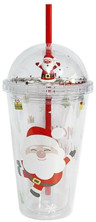 Wiederverwendbarer Trinkbecher Weihnachts Wasserbecher Doppelwandiger Glitzerbecher 450 Strohbecher Aus Kunststoff Für Wasser Milch