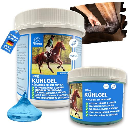 Emma Kühlgel Pferd I Pferdesalbe kühlend 500ml 1000ml Kühlgel für Pferde mit Arnika Salbe extra stark I Pferdebalsam kühlend Sehnen, Gelenke & Muskeln I Kühlsalbe Pferd Pferdesalbe mit Arnica Gel