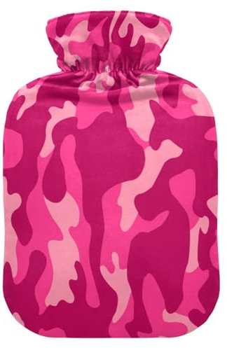 Hot Water Bottle with Cover, Camo Camouflage 2L Leakproof Hot Water Bag for Hand Feet Warmer, Neck, Shoulder, Back, Muscle Pain Relief, Cold Compress