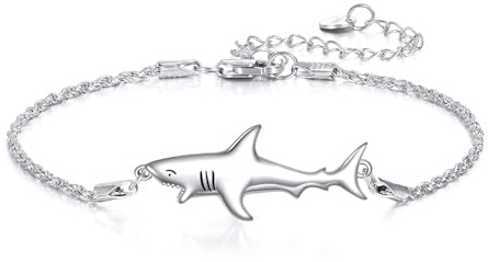 YAFEINI Haifisch-Armband, Schmuck, Sterlingsilber, Haifisch-Armband, Haifisch-Schmuck, Geschenke für Frauen und Männer