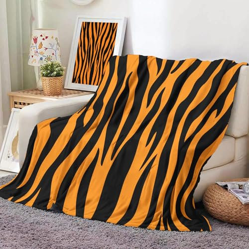 Tigermuster 3D-Digitaldruck Kuscheldecke Doppelbett Decke für Schlafzimmer SofaFlanelldecke Weich Wohndecke 150×200cmTierstruktur Super Soft Weiche Wohndecke Warm Flauschige