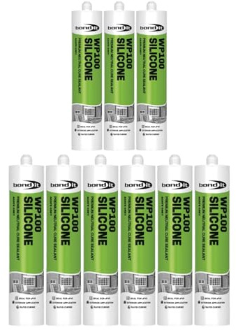 Bond It WP100 Premium Neutral Cure Oxime Silicone Sealant – 9x Agate Grey, 285ml | High-Performance Silicone – Mould-Resistant – Permanently Flexible | Sealant for Building & Construction Joints
