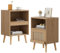 UEV Nachttisch Rattan 2er Set Boho Stil, Nachtschank Holz mit offenem Regal Beinen Sofatisch Nachtkommode nightstand Beistelltisch für Wohnzimmer Schlafzimmer, 40 x 30 x 60cm, Natur