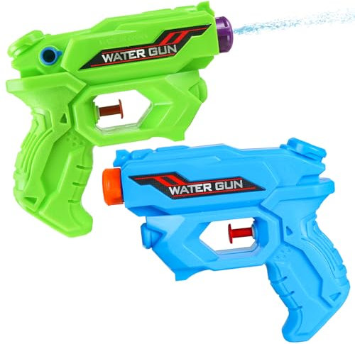 Mini Wasserpistole Klein Kinder, 2 Stück Wasserspritzpistole Klein Sommergeschenke, Outdoor Wasserspielzeug für Pool, Strand, Garten, Mini Wasserpistolen für Jungen Mädchen ab 3 Jahre