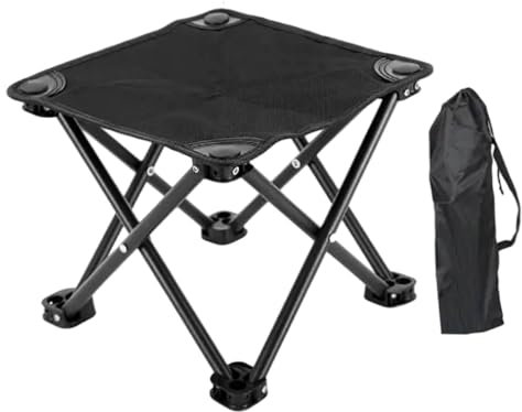 Sharplace Tabouret de Camping inclinable Pied à Pied Repos Robuste Tabouret Pliant extérieur Tabouret Pliable Compact Pliable pour Le Jardin dans la, Noir