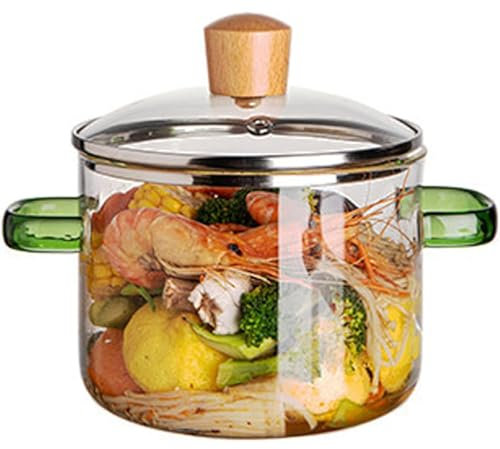Klare Töpfe Zum Kochen, Simmertopf, Glaskochtopf, Glastopf Mit Deckel Klarer Topf, Mikrowellenübergreifender Glas Kochtopfglas Glas Hitzebeständiger Zum Kochen Von Suppenmilchbrei B,2300ml